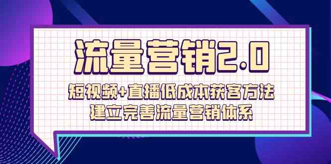 流量营销2.0：短视频+直播低成本获客方法，建立完善流量营销体系（72节）-聚富网创