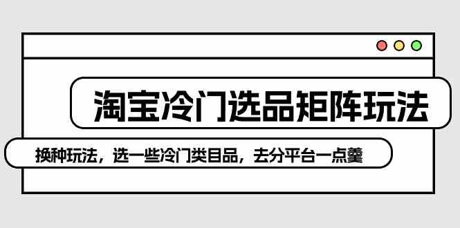 （10159期）淘宝冷门选品矩阵玩法：换种玩法，选一些冷门类目品，去分平台一点羹-聚富网创