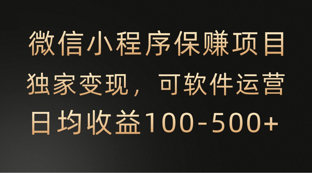 微信小程序，腾讯保赚项目，可软件自动运营，日均100-500+收益有保障-聚富网创