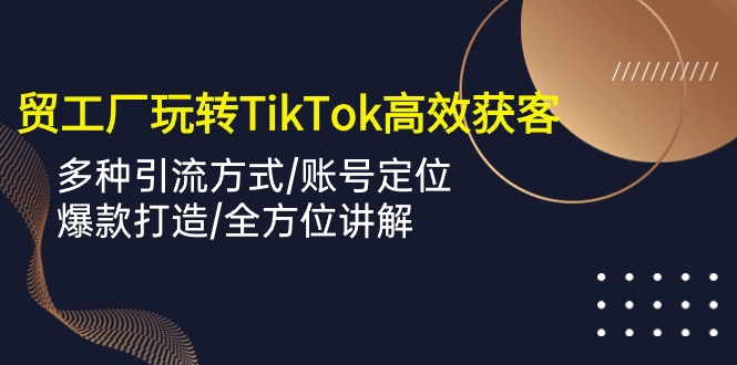 （10302期）外贸工厂玩转TikTok高效获客，多种引流方式/账号定位/爆款打造/全方位讲解-聚富网创