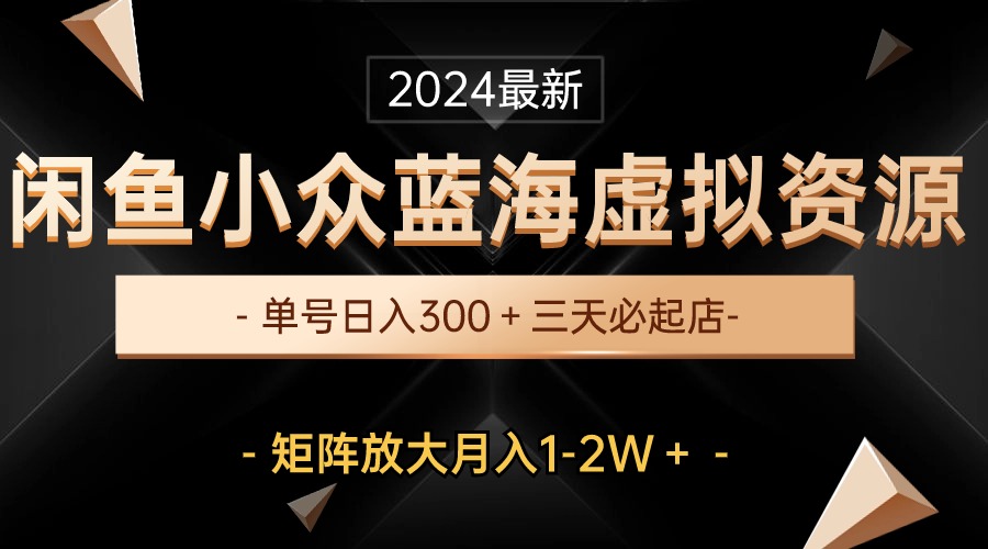 （10336期）最新闲鱼小众蓝海虚拟资源，单号日入300＋，三天必起店，矩阵放大月入1-2W-聚富网创