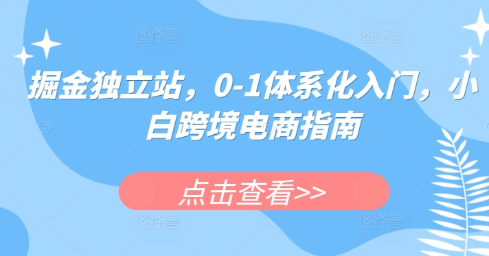 掘金独立站，0-1体系化入门，小白跨境电商指南-聚富网创