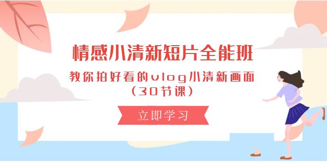 （10567期）情感 小清新短片-全能班，教你拍好看的vlog小清新画面 (30节课)-聚富网创