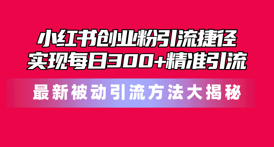 （10692期）小红书创业粉引流捷径！最新被动引流方法大揭秘，实现每日300+精准引流-聚富网创