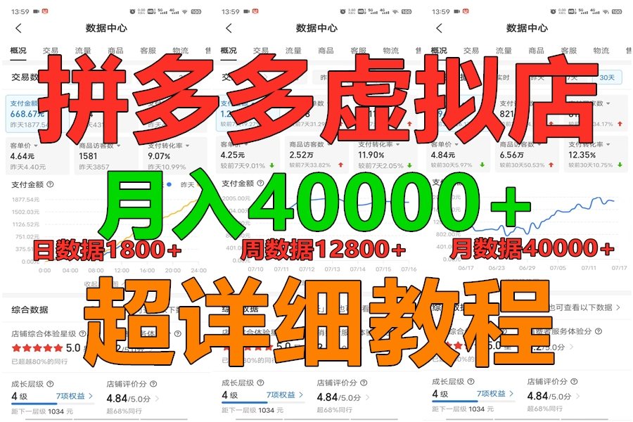 拼多多虚拟电商训练营月入40000+，全网最详细，你做你也行，暴利稳定长久-聚富网创