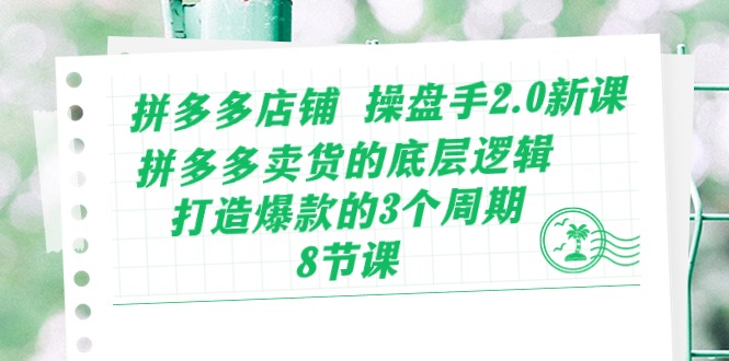 拼多多店铺操盘手2.0新课，拼多多卖货的底层逻辑，打造爆款的3个周期（8节）-聚富网创