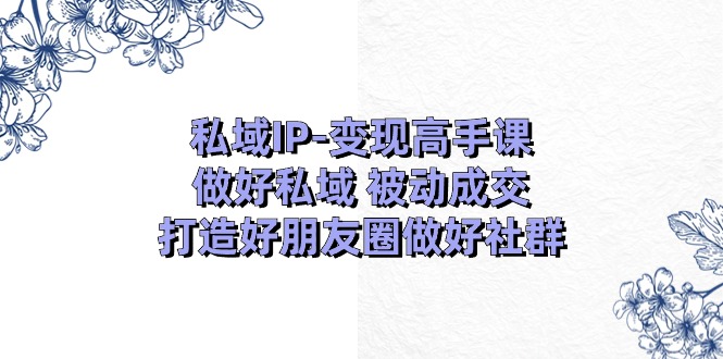 （11209期）私域IP-变现高手课：做好私域 被动成交，打造好朋友圈做好社群（18节）-聚富网创