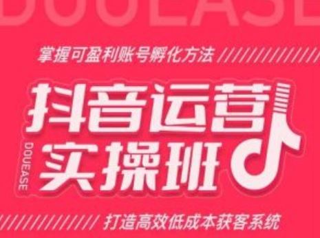 抖音运营实操班，掌握可盈利账号孵化方法，打造高效低成本获客系统-聚富网创