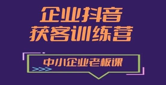 企业抖音营销获客增长训练营，中小企业老板必修课-聚富网创