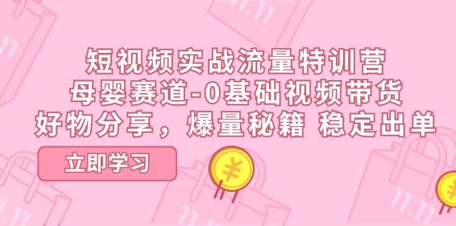 （11373期）短视频实战流量特训营，母婴赛道-0基础带货，好物分享，爆量秘籍 稳定出单-聚富网创