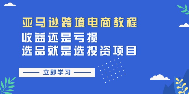 （11432期）亚马逊跨境电商教程：收益还是亏损！选品就是选投资项目-聚富网创