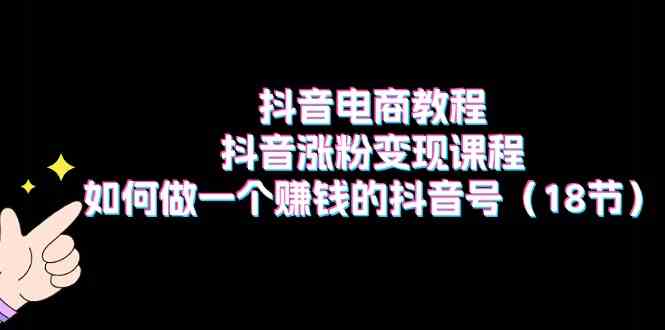 抖音电商教程：抖音涨粉变现课程：如何做一个赚钱的抖音号（18节）-聚富网创