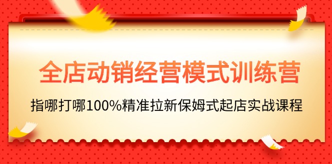 （11460期）全店动销-经营模式训练营，指哪打哪100%精准拉新保姆式起店实战课程-聚富网创