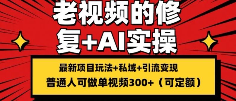 修复老视频的玩法，搬砖+引流的变现(可持久)，单条收益300+【揭秘】-聚富网创