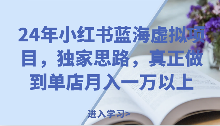 24年小红书蓝海虚拟项目，独家思路，真正做到单店月入一万以上。-聚富网创