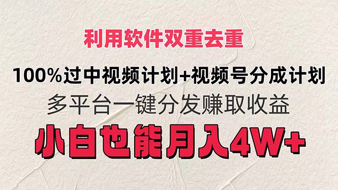 （11862期）利用软件双重去重，100%过中视频+视频号分成计划小白也可以月入4W+-聚富网创