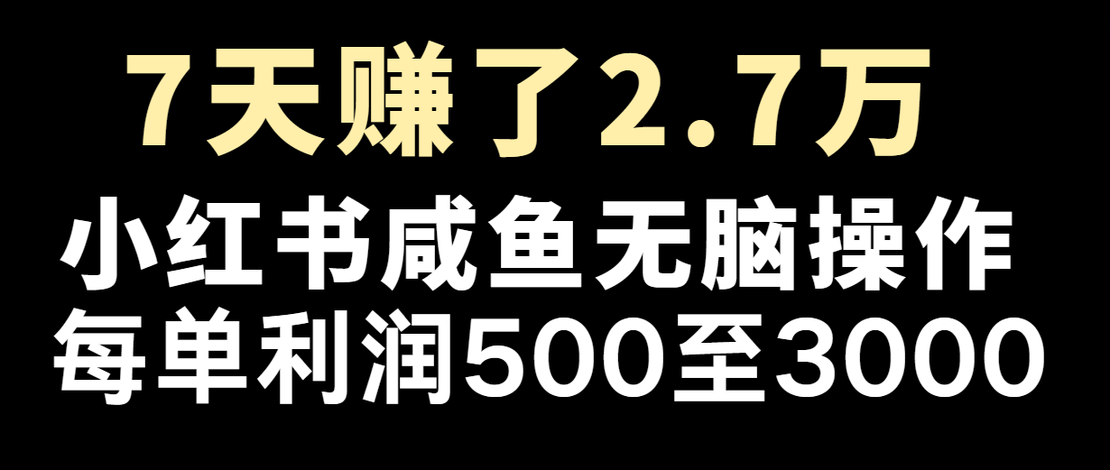 七天赚了2.7万！每单利润最少500+，轻松月入5万+小白有手就行-聚富网创