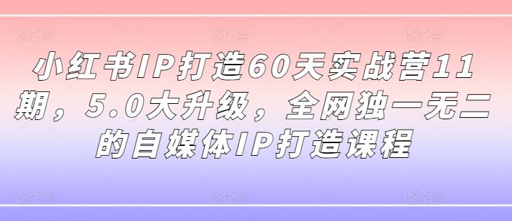 小红书IP打造60天实战营11期，5.0大升级，全网独一无二的自媒体IP打造课程-聚富网创