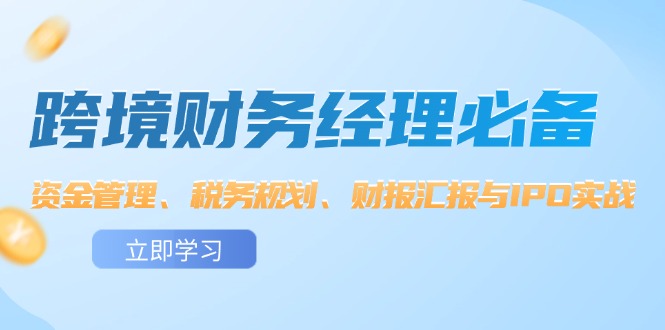 （12323期）跨境 财务经理必备：资金管理、税务规划、财报汇报与IPO实战-聚富网创