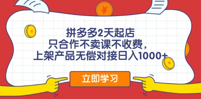 （12356期）拼多多0成本开店，只合作不卖课不收费，0成本尝试，日赚千元+-聚富网创