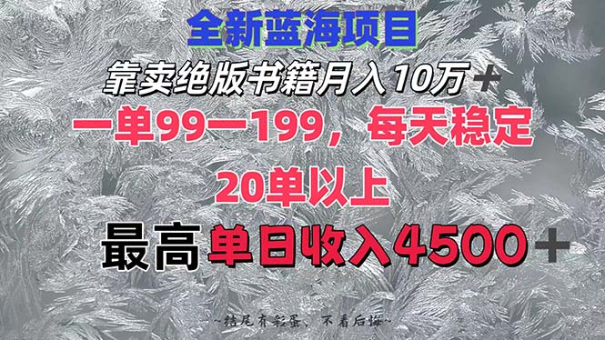 （12512期）靠卖绝版书籍月入10W+,一单99-199，一天平均20单以上，最高收益日入4500+-聚富网创