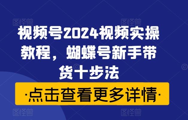 视频号2024视频实操教程，蝴蝶号新手带货十步法-聚富网创