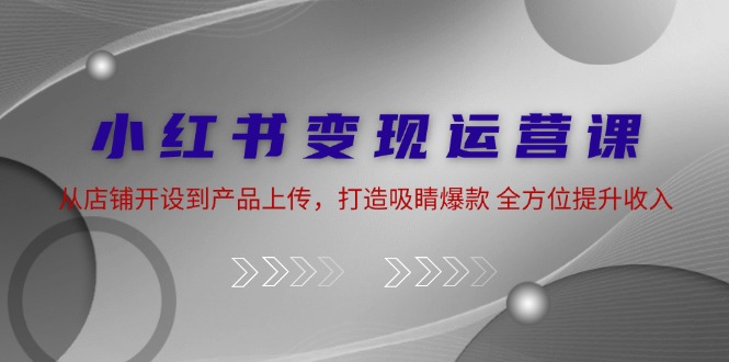 小红书变现运营课：从店铺开设到产品上传，打造吸睛爆款 全方位提升收入-聚富网创