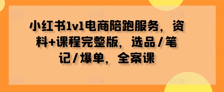 小红书1v1电商陪跑服务，资料+课程完整版，选品/笔记/爆单，全案课-聚富网创