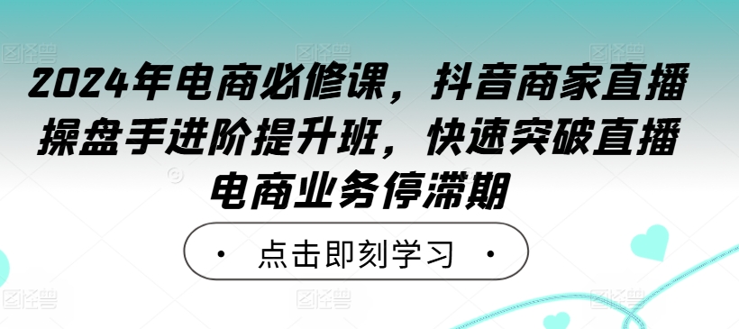 2024年电商必修课，抖音商家直播操盘手进阶提升班，快速突破直播电商业务停滞期-聚富网创