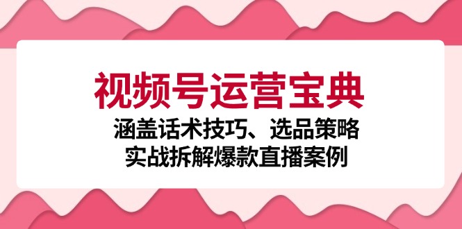 （12808期）视频号运营宝典：涵盖话术技巧、选品策略、实战拆解爆款直播案例-聚富网创