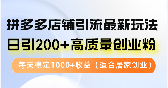 （12893期）拼多多店铺引流最新玩法，日引200+高质量创业粉，每天稳定1000+收益（…-聚富网创