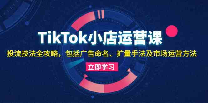 TikTok小店运营课：投流技法全攻略，包括广告命名 扩量手法及市场运营方法-聚富网创