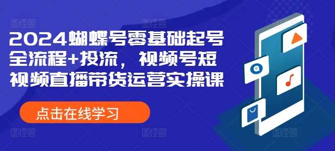 2024蝴蝶号零基础起号全流程+投流，视频号短视频直播带货运营实操课-聚富网创