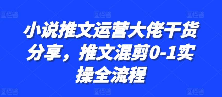 小说推文运营大佬干货分享，推文混剪0-1实操全流程-聚富网创