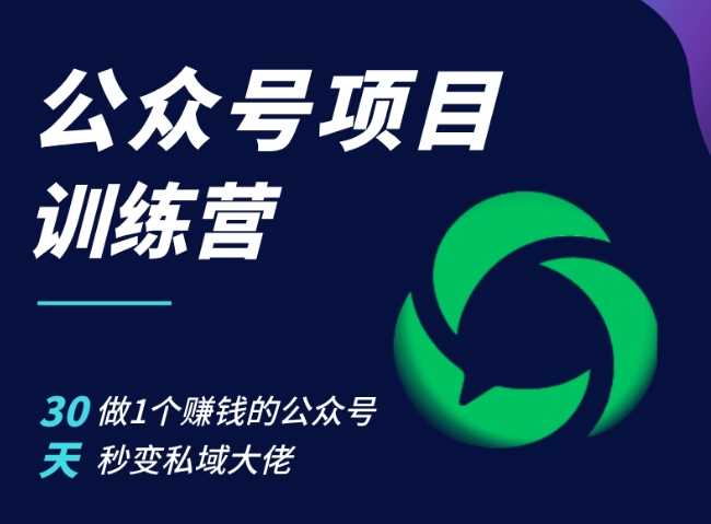 公众号项目训练营，30天做1个赚钱的公众号，秒变私域大佬-聚富网创