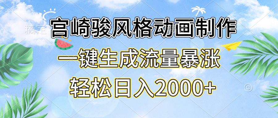 （13386期）宫崎骏风格动画制作，一键生成流量暴涨，轻松日入2000+-聚富网创