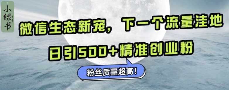 微信生态新宠小绿书：下一个流量洼地，日引500+精准创业粉，粉丝质量超高-聚富网创