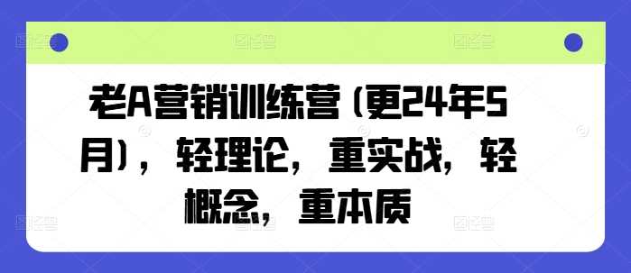 老A营销训练营(更24年11月)，轻理论，重实战，轻概念，重本质-聚富网创