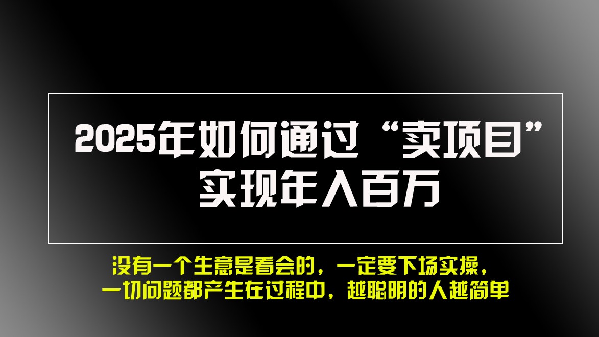 2025年如何通过“卖项目”实现年入百万-聚富网创