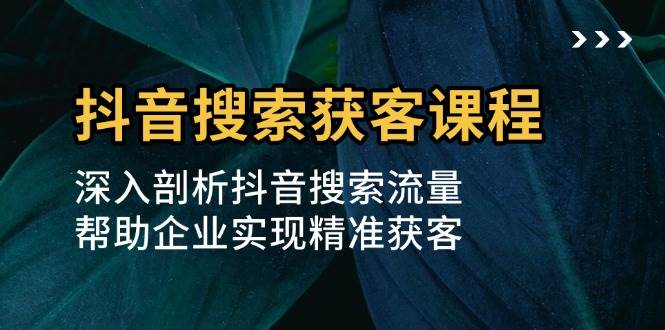 （13465期）抖音搜索获客课程：深入剖析抖音搜索流量，帮助企业实现精准获客-聚富网创