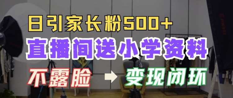 直播间送小学资料，每天引流家长粉500+，变现闭环模式【揭秘】-聚富网创