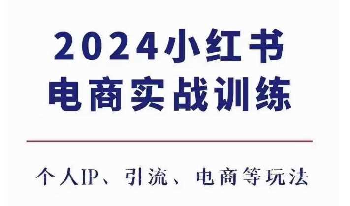 2024小红书电商3.0实战训练，包含个人IP、引流、电商等玩法-聚富网创