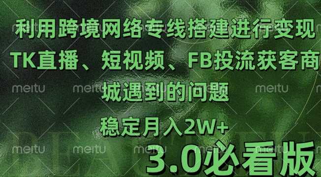 利用跨境电商网络及搭建TK直播、短视频、FB投流获客以及商城遇到的问题进行变现3.0必看版【揭秘】-聚富网创