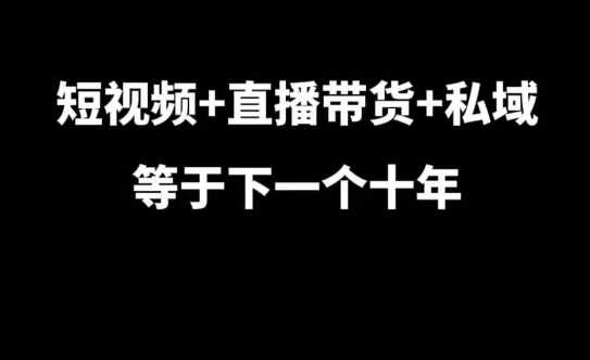 短视频+直播带货+私域等于下一个十年，大佬7年实战经验总结-聚富网创