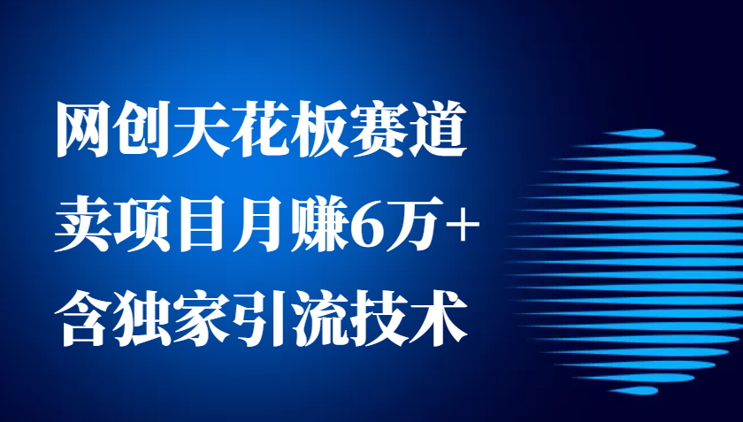 网创天花板赛道，卖项目月赚6万+，含独家引流技术（共26节课）-聚富网创