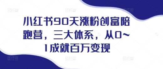 小红书90天涨粉创富陪跑营，​三大体系，从0~1成就百万变现，做小红书的最后一站-聚富网创