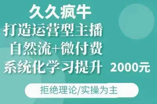 久久疯牛·自然流+微付费(12月23更新)打造运营型主播，包11月+12月-聚富网创