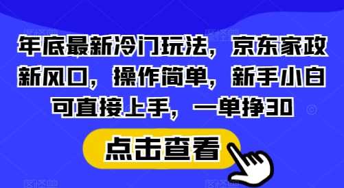 年底最新冷门玩法，京东家政新风口，操作简单，新手小白可直接上手，一单挣30【揭秘】-聚富网创