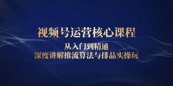 视频号运营核心课程，从入门到精通，深度讲解推流算法与排品实操玩-聚富网创