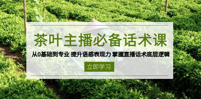 茶叶 主播必备话术课 从0基础到专业 提升语感表现力 掌握直播话术底层逻辑-聚富网创